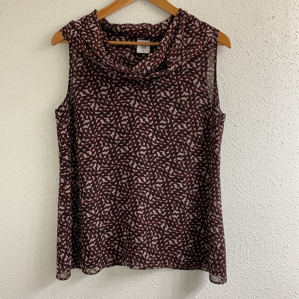 CAbi Red and White Sleeveless Blouse
